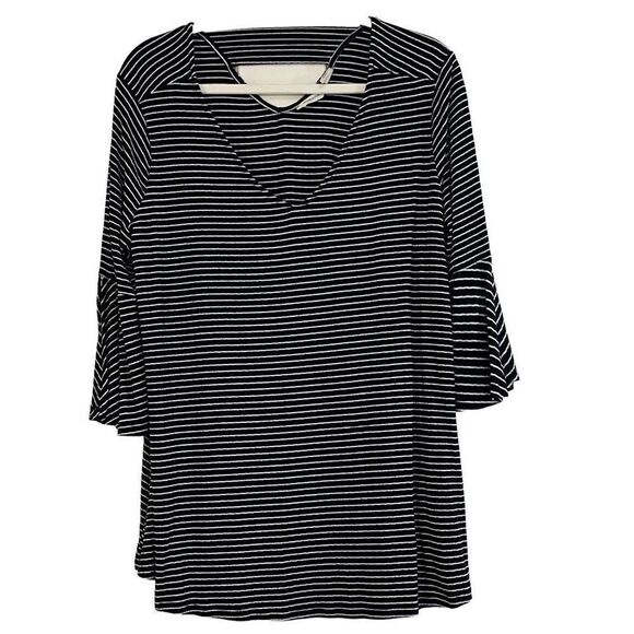Westbound Women’s Striped Blouse Cutout in Back  Bell Sleeves XL - Picture 1 of 10